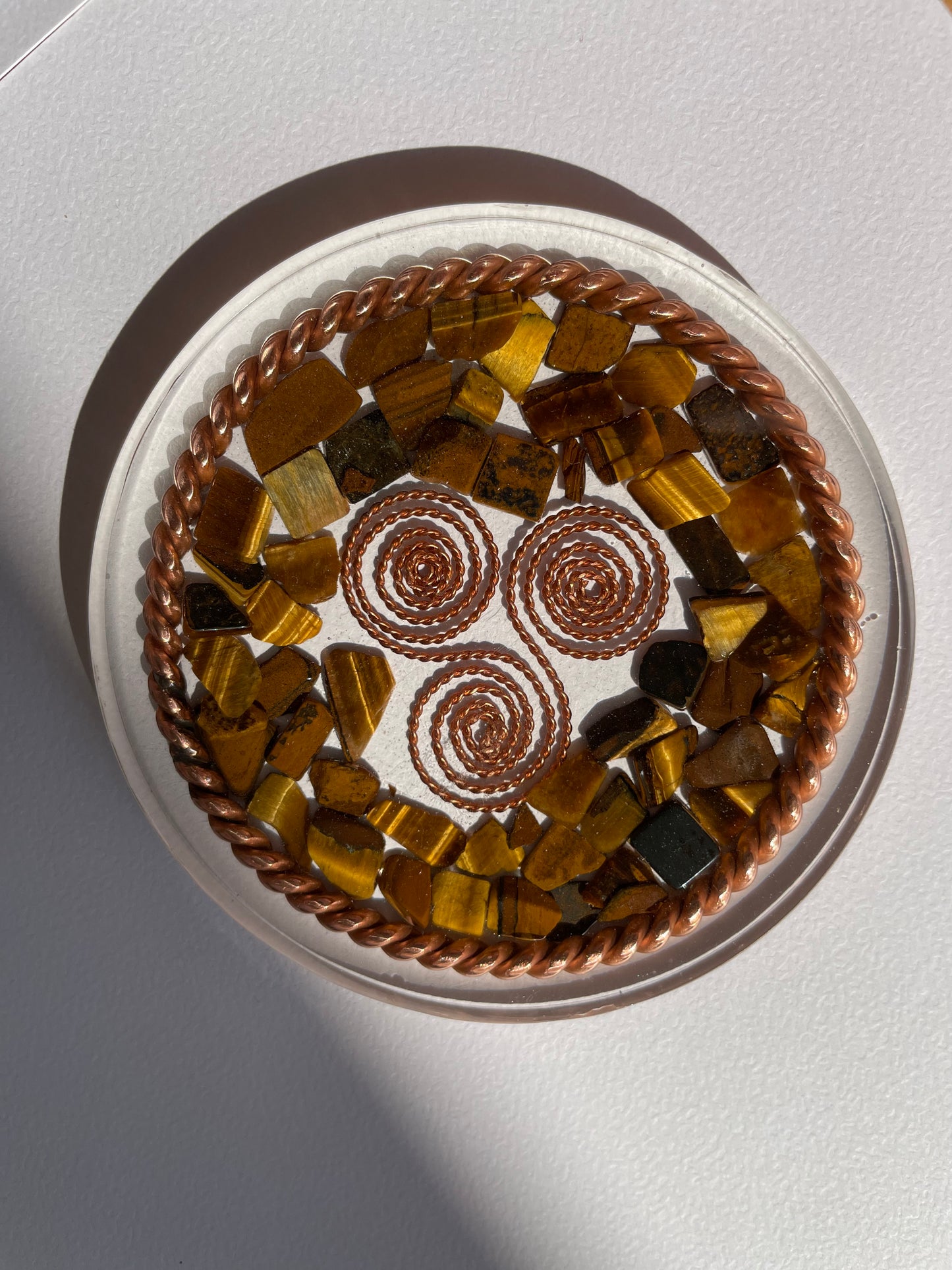 Podkładka Tensorowa Tygrysie Oko z Pierścieniem Tensorowym Święty Kubit
