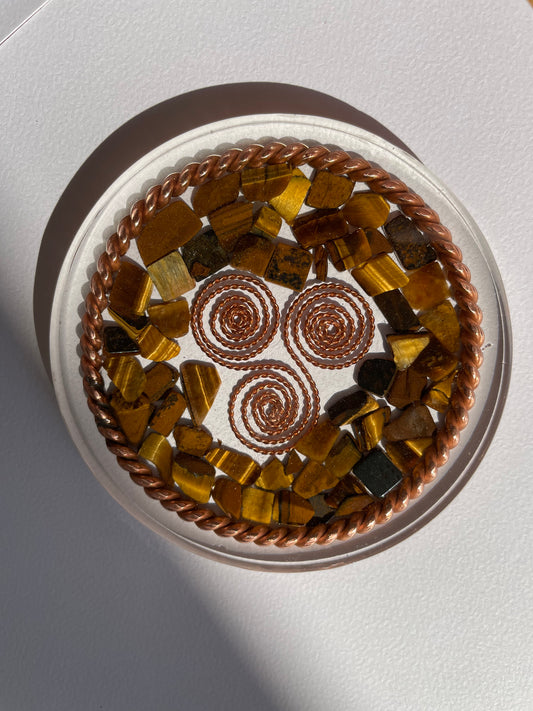 Podkładka Tensorowa Tygrysie Oko z Pierścieniem Tensorowym Święty Kubit
