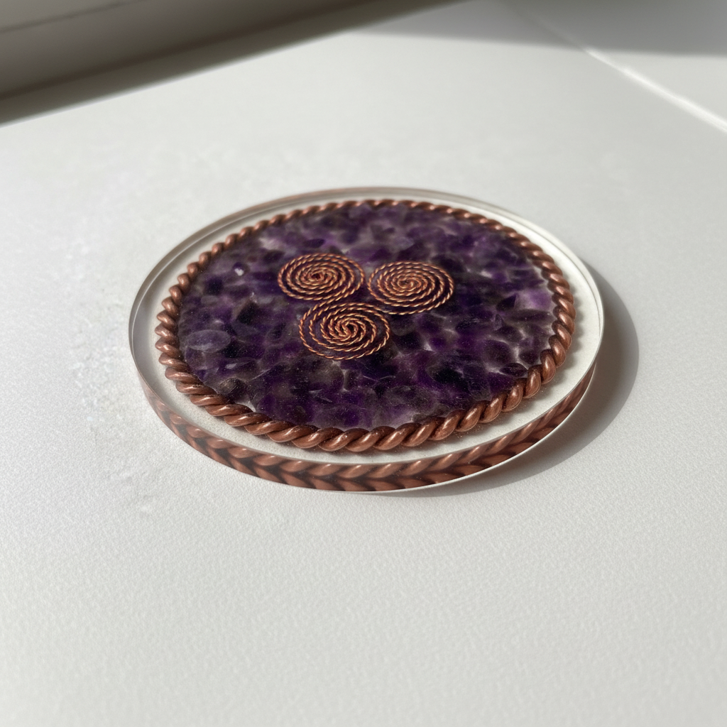 Amethyst coaster angled view