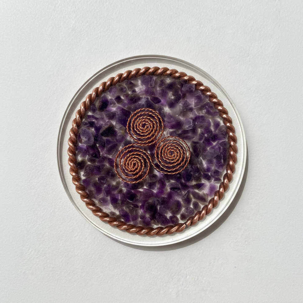 Amethyst coaster flat lay