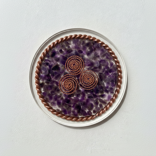 Amethyst coaster flat lay